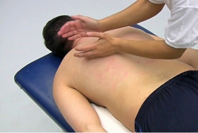 <strong>Which of the following illustrations represents the type of massage technique that is used to stretch the underlying tissue and increase circulation around the joint?</strong> A) B) C) D)