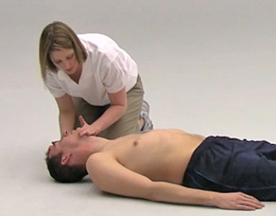 <strong>When establishing breathing and it is confirmed there is no visual rise and fall of the chest and the airway has been opened properly, what is the next step?</strong> A) B) C) D) E)