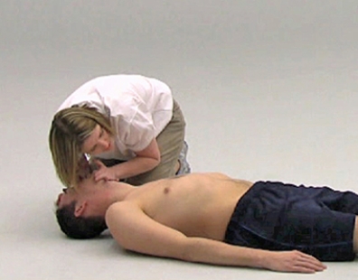 <strong>When establishing breathing and it is confirmed there is no visual rise and fall of the chest and the airway has been opened properly, what is the next step?</strong> A) B) C) D) E)