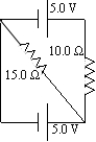 <strong>The current through the 10.0- \Omega resistor in the figure here is </strong> A) 0 A. B) 0.25 A. C) 0.33 A. D) 0.50 A. E) 0.66 A.