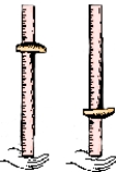 <strong>A clamp is fastened at the 70-cm mark on a meterstick. Of the two arrangements pictured here, it is easier to balance the system vertically on your hand in </strong> A) the arrangement with the clamp up. B) the arrangement with the clamp down. C) neither; both arrangements are equally difficult to balance.