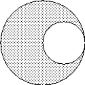 <strong>A circular hole of radius R was cut from metallic disk of uniform thickness and radius 2R. The center of mass of the disk with the hole is placed </strong> A) R/2 away from the center of the original metallic disk (no hole). B) R/4 to the right of the center of the original metallic disk (no hole) C) R/4 to the left of the center of the original metallic disk (no hole). D) R/3 to the right of the center of the original metallic disk (no hole). E) R/3 to the left of the center of the original metallic disk (no hole).
