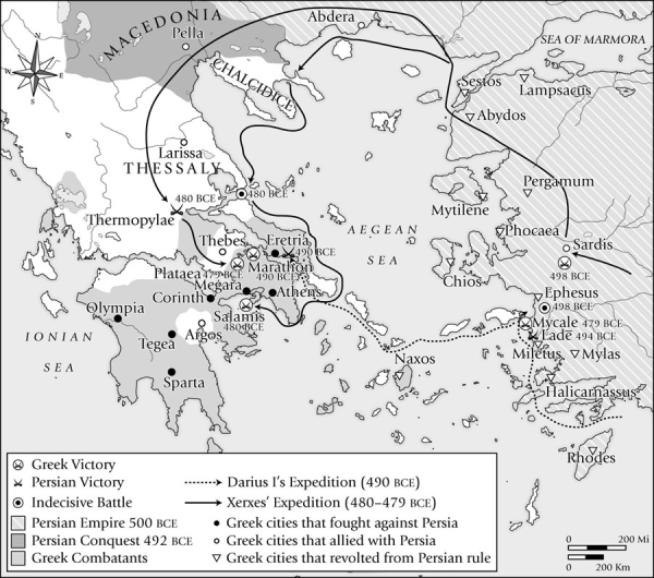 <strong>The war depicted on this map had its origin in what event? </strong> A)The Battle of Thermopylae B)The reforms of Solon C)The Ionian Revolt D)The creation of the Peloponnesian League
