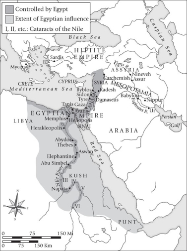 <strong>The Egyptian empire expanded by laying claim to which two territories on this map? </strong> A)Syria B)Punt C)Kush D)Canaan