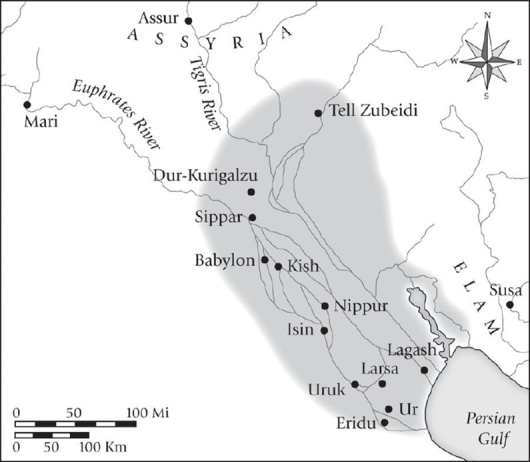 <strong>Is the extent of the thirteenth-century BCE Kassite kingdom, as it is represented in this map, greater, lesser, or about the same as the extent of the Akkadian empire in the third millennium BCE?  </strong> A)greater B)lesser C)about the same <div style=padding-top: 35px> 