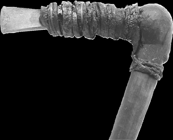 <strong>The copper axe reconstructed here would, historically, have been manufactured in which of the following periods? </strong> A)The Chalcolithic B)The Mesozoic C)The Mesolithic D)The Upper Palaeolithic