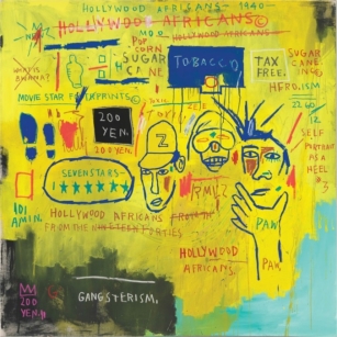 Jean-Michel Basquiat's Hollywood Africans (figure 21.8) can be considered a form of protest art. Which type of protest art is it and why can the work be classified in this way?
