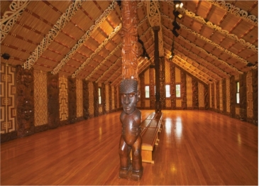 <strong> Maori meeting houses (figure 17.9) proclaimed status because of the fact that:</strong> A) The members sat inside an ancestor B) The house was large C) The sale of property was discussed inside D) The houses had ridgepoles running down the peak