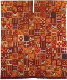 Discuss the royal tunic (figure 17.20) made by the Inca in terms of the principles of design (including unity/variety, balance, emphasis/subordination, scale, proportion, and rhythm). How do these principles support the work's cultural meaning?