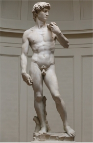 <strong> Michelangelo's David (figure 15.14A) is more Classically inspired than Donatello's David (figure 15.10), because:</strong> A) It is marble B) It is idealized C) It is for the city of Florence D) It shows David before the fight