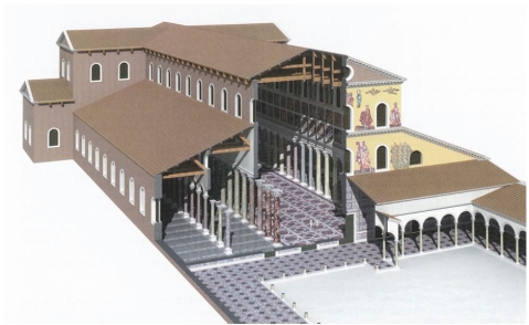 <strong> Old St. Peter's (figure 14.7A and B) featured:</strong> A) Room for numerous people and a catacomb B) Light and pointed arches C) A nave and aisles D) A nave and flying buttresses