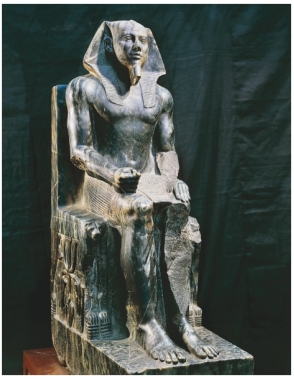 <strong> Pharaoh Khafre's sculpture (figure 13.20) and the innermost coffin of Tutankhamun (figure 13.23) look very similar, even though they were made over a thousand years apart. This is because:</strong> A) Ka sculptures were a resting spot for the pharaoh's soul B) Consistent conventions were believed to promote order C) The sculptures ensured happiness in the afterlife D) The sculptures depicted hieroglyphs