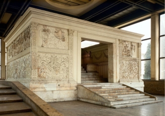 Why did Roman Imperial art like the Altar of Augustan Peace (figure 13.36A) incorporate the two historical style precedents that it did? Is there a modern equivalent to the messages Roman Emperors were trying to convey? Give specific examples.