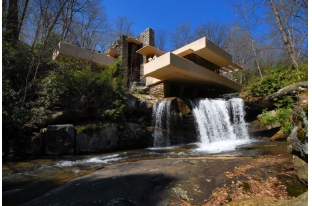 Frank Lloyd Wright's Fallingwater (Edgar Kaufmann Residence) (figure 12.23) with the Ancestral Puebloan Cliff Palace (figure 12.9), considering how both structures take their environments into consideration and how both have forms that follow their functions.