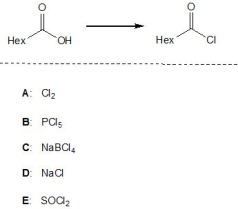 <strong>Which of the following reagents, A-E, are suitable reagents for the following transformation? Please select all that apply. </strong> A) A B) B C) C D) D E) E