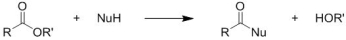 <strong>Identify the reaction class for the following reaction: </strong> A) Nucleophilic acyl substitution B) α-substitution C) carbonyl-carbonyl condensation D) nucleophilic alkyl substitution