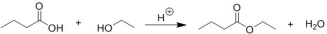 <strong>How can the formation of ethyl butanoate from butanoic acid and ethanol be favoured? Please select all that apply. </strong> A) Add a drying agent (e.g. molecular sieves) B) Distillation (e.g. using a Dean-Stark trap) C) Lower reaction temperature (e.g. ice bath) D) Use water as a solvent E) Use ethanol as a solvent