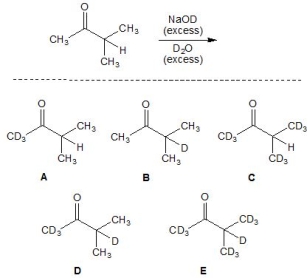 <strong>What is the major product of the following reaction? </strong> A) A B) B C) C D) D E) E