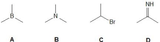 <strong>Match the chemical descriptors to the following molecules: -Weak electrophile</strong> A) C B) A C) D D) B