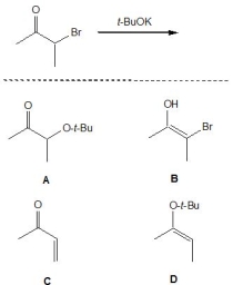 <strong>For the following reaction, pick out the major product: </strong> A) A B) B C) C D) D