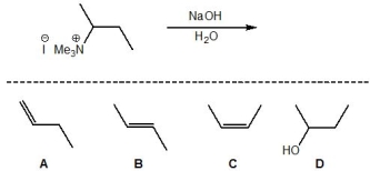 <strong>What is the major product of the following reaction? </strong> A) A B) B C) C D) D