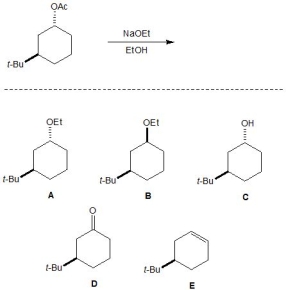 <strong>Which is the major product of the following reaction? </strong> A) A B) B C) C D) D E) E