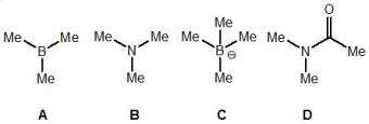 <strong>From the following molecules, pick out the one which is the strongest nucleophile: </strong> A) A B) B C) C D) D
