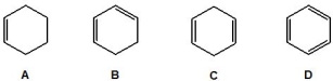 <strong>Which of the following molecules contain conjugation? Please select all that apply. </strong> A) A B) B C) C D) D