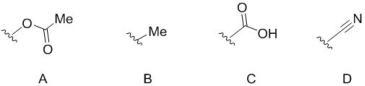 <strong>Select those from A-D that are electron donating groups through mesomeric effects (also known as resonance effects). </strong> A) A B) B C) C D) D