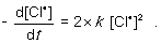 <strong>For the following gas-phase bimolecular elementary reaction 2Cl<sup>● </sup>→ Cl<sub>2</sub>, which rate equation, expressed in terms of a differential, shows the relationship between the rate of consumption of reactant and rate of reaction?</strong> A) B) C) D)