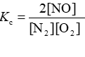 <strong>Consider the equilibrium reaction N<sub>2</sub> + O<sub>2</sub> ⇌ 2NO. The equilibrium constant for this reaction is represented by which one of the following?</strong> A) B) C) D) E)