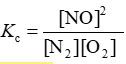 <strong>Consider the equilibrium reaction N<sub>2</sub> + O<sub>2</sub> ⇌ 2NO. The equilibrium constant for this reaction is represented by which one of the following?</strong> A) B) C) D) E)