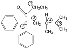 <strong>Which of the atoms labelled 1-5 in the following molecule is the chirality centre? </strong> A) 1 B) 2 C) 3 D) 4 E) 5