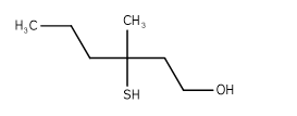 For 3-methyl-3-sulfanylhexan-1-ol, a compound found in human sweat, pictured here, -identify functional group(s).