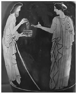 <strong> Polynices is seen here bribing _______ with the necklace of Harmonia.</strong> A) Antiopê B) Dircê C) Ismenê D) Eriphylê