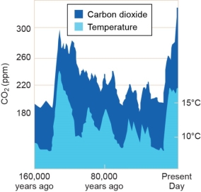 <strong>The figure below illustrates that </strong> A) CO<sub>2</sub> concentrations and average global temperatures are strongly linked. B) humans are the cause of global warming. C) Earth is about to enter another small ice age. D) high CO<sub>2</sub> concentrations cause global warming. E) increases to global temperatures result in increases to atmospheric CO<sub>2</sub> levels.