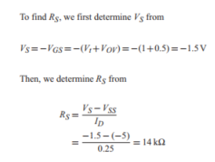        (b) Refer to Figure 5.4 .3 below.      We assume that with  R_{L}  reduced to  10 \mathrm{k} \Omega , the MOSFET remains in saturation. Thus,  I_{D}  remains unchanged at 0.25  \mathrm{mA} . Figure 5.4.3 shows the circuit before and after Thévenin theorem is applied to simplify the drain circuit. Now,  V_{D}=2.5-0.25 \times 5=1.25 \mathrm{~V}  Thus,  V_{D}>V_{G} , and saturation-mode operation is confirmed. The drain voltage becomes  V_{D}=1.25 \mathrm{~V}  (c)      Figure 5.4.4 If  R_{L}  is disconnected, the circuit becomes as in Fig. 5.4.4. Assuming that the transistor remains in saturation, then  I_{D}=0.25 \mathrm{~mA}  and  V_{D}=5-0.25 \times 10=2.5 \mathrm{~V}  which is greater than  V_{G} , thus confirming saturation-mode operation. The drain voltage is now  V_{D}=+2.5 \mathrm{~V}   (d)     Figure 5.4.5 With  R_{L}  disconnected and the MOSFET operating at the edge of saturation,  V_{D G}=-V_{t} , thus  V_{D}=-1 \mathrm{~V}  and the current remains unchanged,  I_{D}=0.25 \mathrm{~mA}  From the circuit in Fig. 5.4.5, we can write  \begin{aligned} R_{D} & =\frac{5-V_{D}}{I_{D}}=\frac{5-(-1)}{0.25} \\ & =24 \mathrm{k} \Omega \end{aligned}
