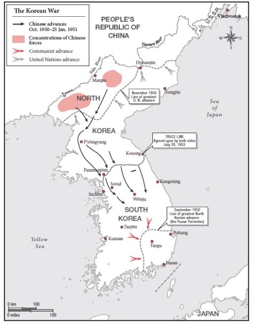 -Looking at Map 11.3 The Korean War the DPRK's assault on the ROK was ________.