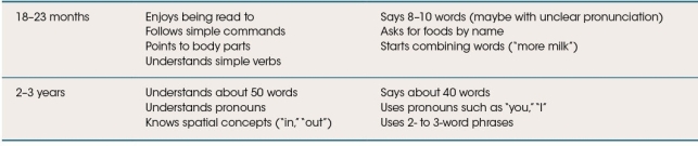 <strong>Refer to the table below. The table provides details on some of the typical stages of language development. What can you conclude from the table?</strong> A) Children generally learn to say about ten new words a day between two and three years of age. B) Children who are between two and three years of age generally understand more words than they are able to speak. C) Between two and three years of age, children can only speak in one-word utterances. D) By the time a child is three years old, he or she can follow a series of three directions.