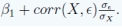 The higher the correlation of the error term and the independent variable, the closer the expected value of B1hat is to the true value. [Equation that helps understand the logic for the answer]  <div style=padding-top: 35px> 