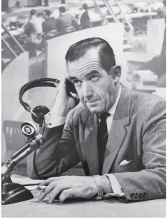 <strong> -Pictured here is Edward R. Murrow, who became a legendary newsman through his</strong> A) WWII newsreels B) Nightly radio show C) Twenty-four-hour-a-day news channel D) Traveling news program
