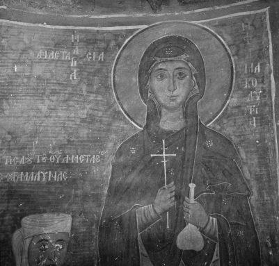 As depicted in this fresco, what was Mary's major new role in thirteenth-century piety?
