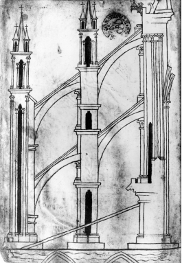 <strong> What Gothic feature is enabled by the introduction of flying buttresses?</strong> A) Larger windows filled with stained glass B) Barrel vaults C) North and south towers D) Apses behind the altar