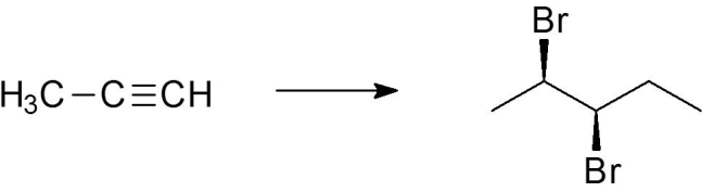 <strong>Which of the following sets of reactions accomplish the synthesis shown below? </strong> A) 1. NaNH<sub>2</sub> 2. CH<sub>3</sub>CH<sub>2</sub>CH<sub>2</sub>Br 3. Na/NH<sub>3(liq)</sub> 4. HBr B) 1. NaOH 2. CH<sub>3</sub>CH<sub>2</sub>Br 3. H<sub>2</sub>, Lindlar cat 4. Br<sub>2</sub>/H<sub>2</sub>O C) 1. NaNH<sub>2</sub> 2. CH<sub>3</sub>CH<sub>2</sub>I 3. H<sub>2</sub>, Lindlar cat 4. Br<sub>2</sub> D) 1. H<sub>2</sub>, Lindlar cat 2. NaNH<sub>2</sub> 3. CH<sub>3</sub>CH<sub>2</sub>Br 4. Br<sub>2</sub> E) 1. Na/NH<sub>3(liq)</sub> 2. NaNH<sub>2</sub> 3. CH<sub>3</sub>CH<sub>2</sub>I 4. HBr