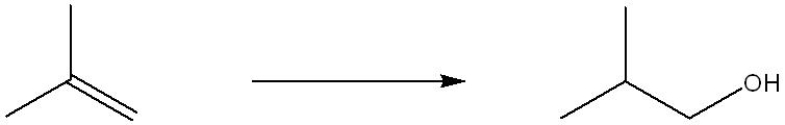 <strong>Which set of reagents would be the best choice to accomplish the transformation shown below? </strong> A) H<sub>2</sub>O, H<sub>2</sub>SO<sub>4</sub> B) CH<sub>3</sub>OH, H<sub>2</sub>SO<sub>4</sub> C) H<sub>2</sub>O/H<sub>2</sub>O<sub>2</sub>/NaOH D) 1. BH<sub>3</sub>/THF 2. HO<sup>-</sup>,H<sub>2</sub>O<sub>2</sub>, H<sub>2</sub>O E) 1. NaBH<sup>4</sup> 2. H<sub>3</sub>O<sup>+</sup>