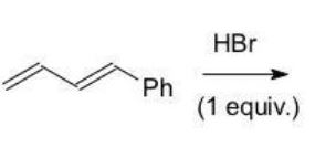 <strong>Which of the following products is the result of either 1,2 or 1,4-addition of HBr and is most stable? </strong> A) B) C) D) E)