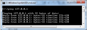 <strong>In the screenshot below, I just </strong> A) temporarily assigned an IP to a host. B) contacted a server with the IP address of 127.0.0.1. C) broadcasted a packet to the subnet of 127.0.0.x. D) obtained the MAC address of 127.0.0.1. E) tested my computer's TCP/IP protocol stack.