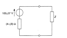 If the load impedance Z in Figure RT11.4 consists of variable resistance and variable reactance, find (a) the value of Z that results in maximum power transfer, and (b) the value of the maximum power.   Figure RT11.4<div style=padding-top: 35px> 