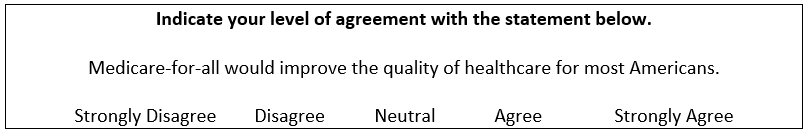 <strong>A prompt like the one provided below is constructed using which of the following types of scales for attitude measurement? </strong> A) Likert scale B) Guttman scale C) Semantic differential scale D) Stair-step scale