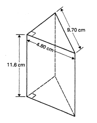 Find (a) the volume and (b) the total surface area of the right-angled triangular prism shown in Figure RT12.1. Figure RT12.1